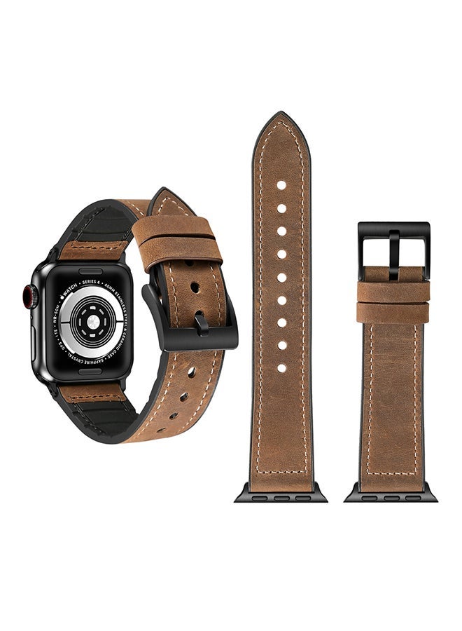 NIBEMINENT Replacement Wrist Watch Strap For Apple Series 3/ 2/ 1 Brown - Image 2