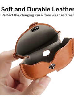 LIXES Leather Case Compatible with AirPods Pro 2nd Generation 2022, Protective Cover for Apple AirPods Pro 2 Wireless Charging Case, Soft Leather Cover with Keychain Hook Brown  - Image 3