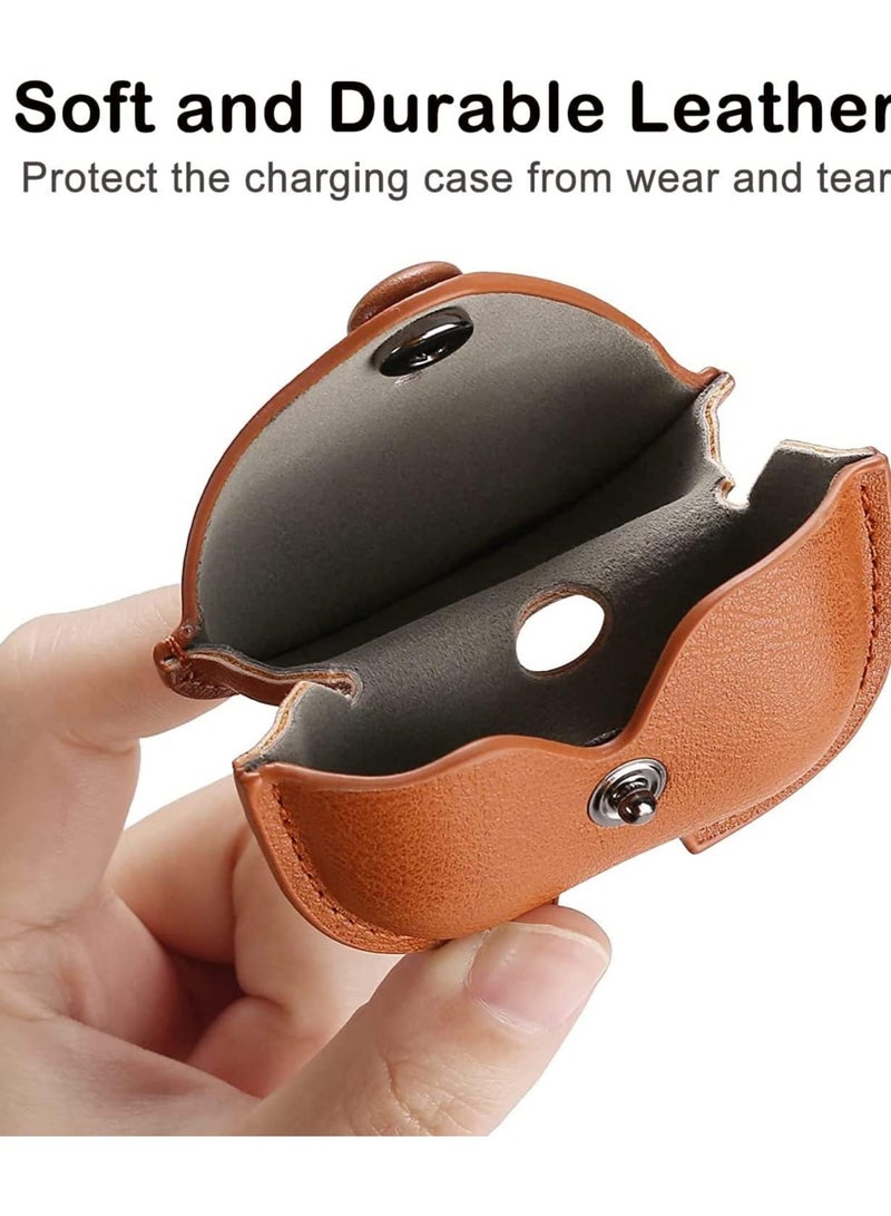 LIXES Leather Case Compatible with AirPods Pro 2nd Generation 2022, Protective Cover for Apple AirPods Pro 2 Wireless Charging Case, Soft Leather Cover with Keychain Hook Brown  - Image 3