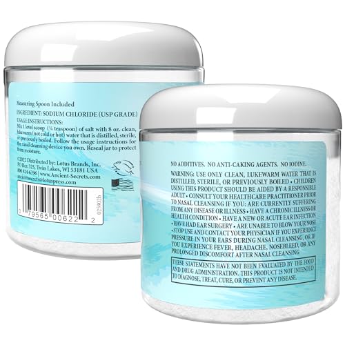 Ancient Secrets Nasal Cleansing Salt, Non-Iodized – USP-Grade Sodium Chloride for Any Neti Pot, Sinus Irrigation System, 10 Oz + Single-Use Travel Pack - Image 2