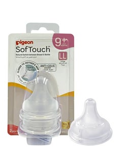 pigeon Pigeon SoftTouch Wide Neck Nipples – LL Size, 100% Silicone, BPA & BPS Free, Pack of 2  - Image 1