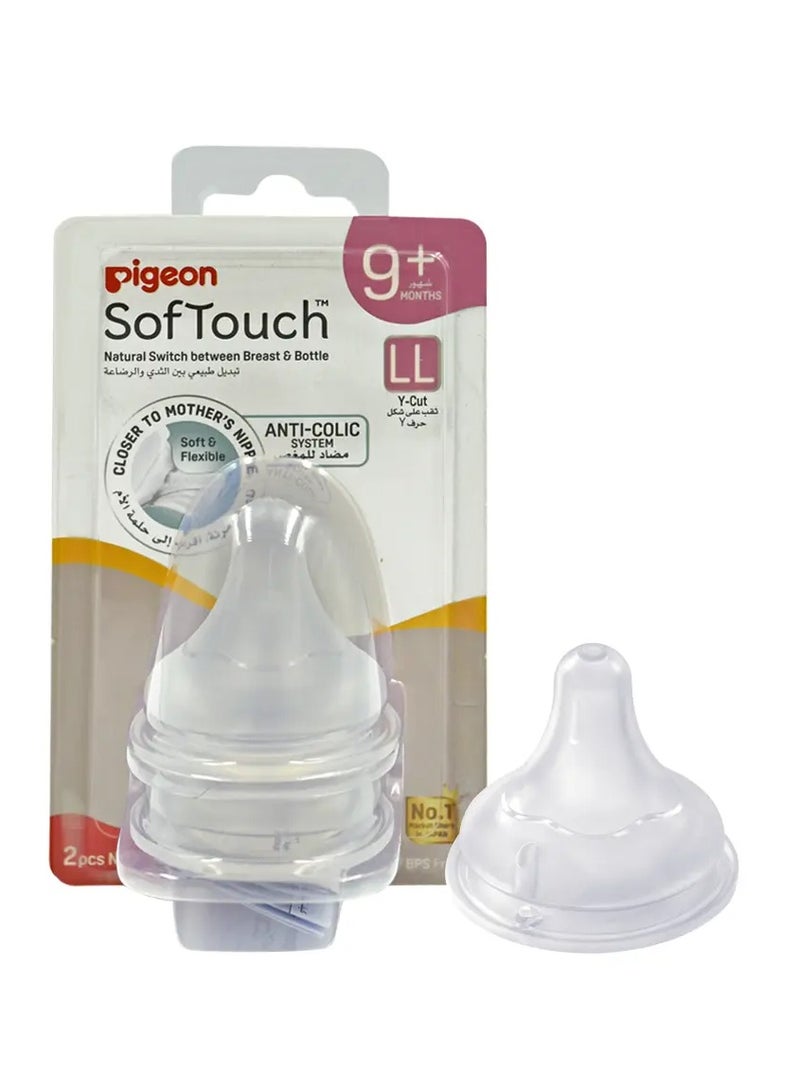 pigeon Pigeon SoftTouch Wide Neck Nipples – LL Size, 100% Silicone, BPA & BPS Free, Pack of 2  - Image 1