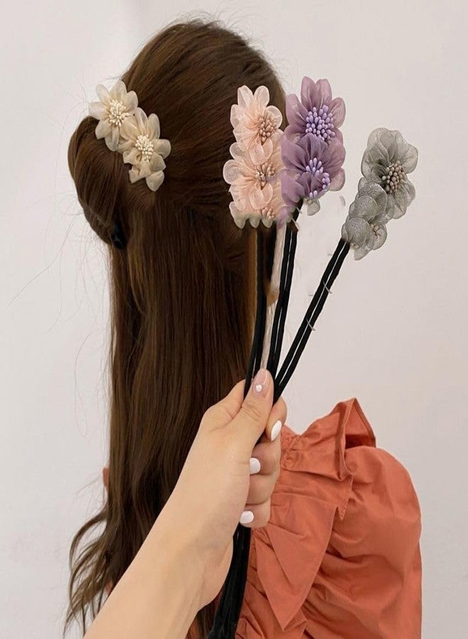 DORMITORRY 3 Pcs Flower Hair Clips for Women Girls, Korean Style Hairpins with Pearl, Decorative Floral Hair Accessories for Wedding Party Festive Look Bun Juda Clip for Long Hair - Mutlicolor. - Image 1