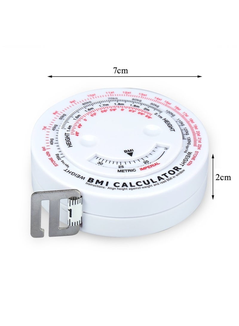 Fasola BMI Body Mass Index Retractable Tape, 150cm Measure Calculator Diet Tape Measures Tools, Tape Measure for Body Waist Weight Health Accurate Measurement(White) - Image 2