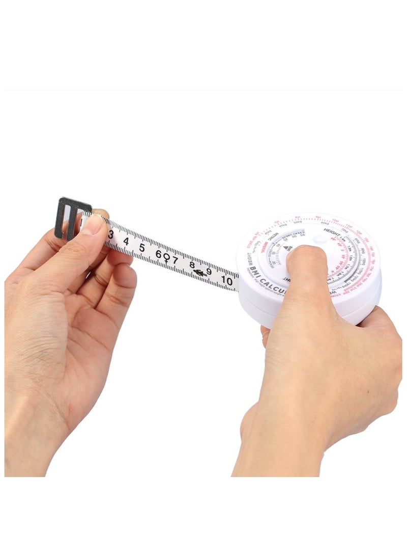 Fasola BMI Body Mass Index Retractable Tape, 150cm Measure Calculator Diet Tape Measures Tools, Tape Measure for Body Waist Weight Health Accurate Measurement(White) - Image 4