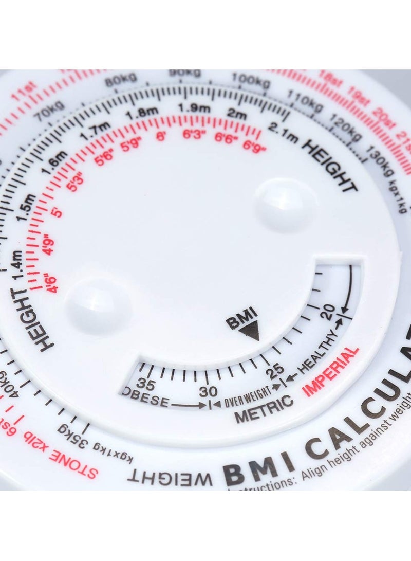 Fasola BMI Body Mass Index Retractable Tape, 150cm Measure Calculator Diet Tape Measures Tools, Tape Measure for Body Waist Weight Health Accurate Measurement(White) - Image 5