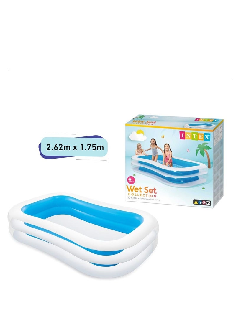INTEX Wet Set Inflatable Kids Pool – 2.62m x 1.75m – Soft Floor Baby Pool 