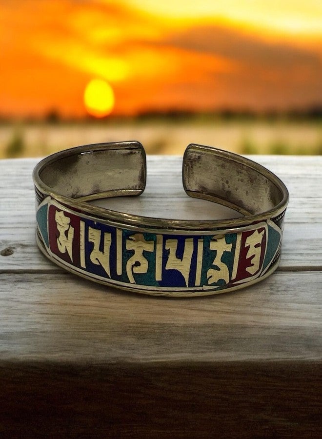 SANSKAR NEPAL Tibetan Buddhist 7 chakra copper bracelet | Cuff Bracelet Bangle | Spiritual Jewellery Mantra | Handmade in Nepal - Ideal for Gift - Image 5