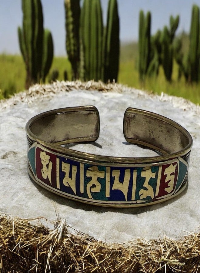 SANSKAR NEPAL Tibetan Buddhist 7 chakra copper bracelet | Cuff Bracelet Bangle | Spiritual Jewellery Mantra | Handmade in Nepal - Ideal for Gift - Image 3