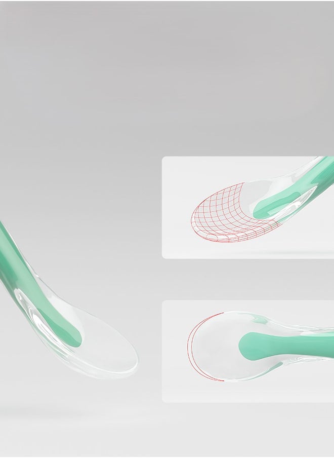 kiddoz Silicone Baby Weaning Spoons - Green/Orange  - Image 3