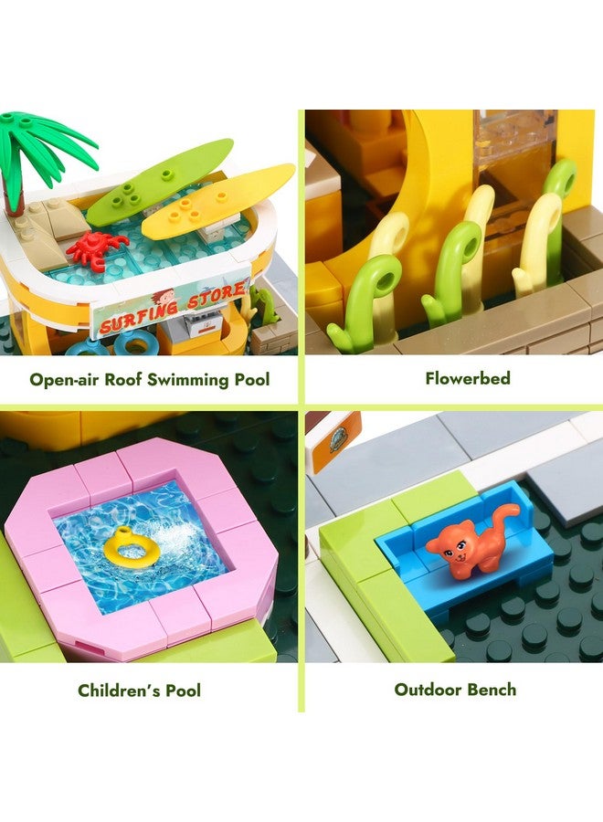 BRICK STORY BRICK STORY Beach Surfer Shop Building Blocks Toys Friends Beach Vacation Building Set Beach Store with Surfing Accessories Building Kit Gift for Kids Aged 6-12 and up，306 Pcs  - Image 4