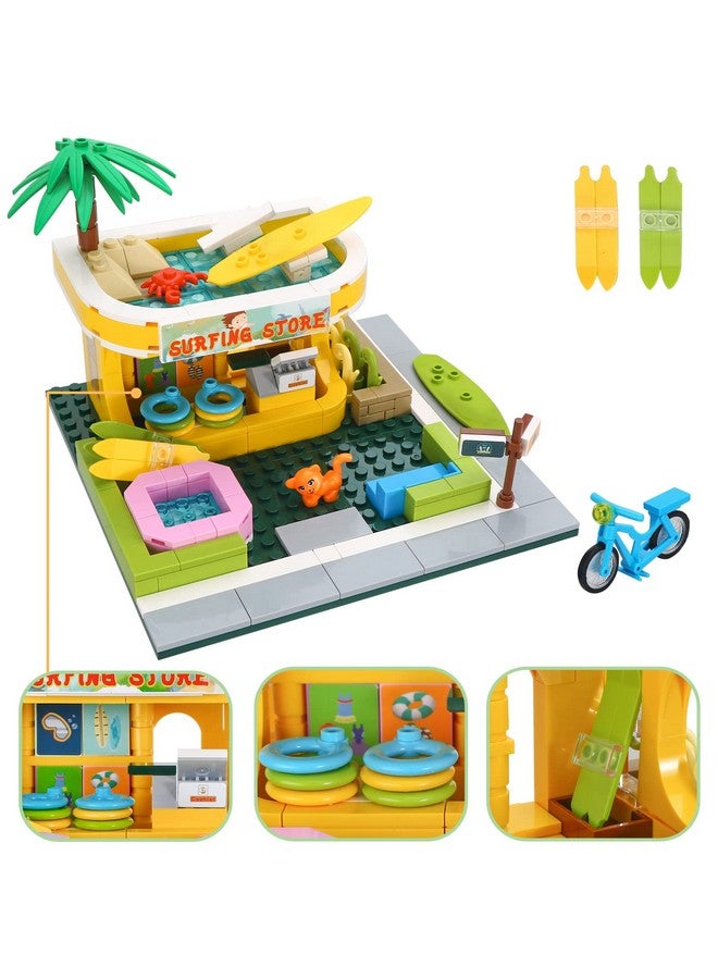 BRICK STORY BRICK STORY Beach Surfer Shop Building Blocks Toys Friends Beach Vacation Building Set Beach Store with Surfing Accessories Building Kit Gift for Kids Aged 6-12 and up，306 Pcs  - Image 3