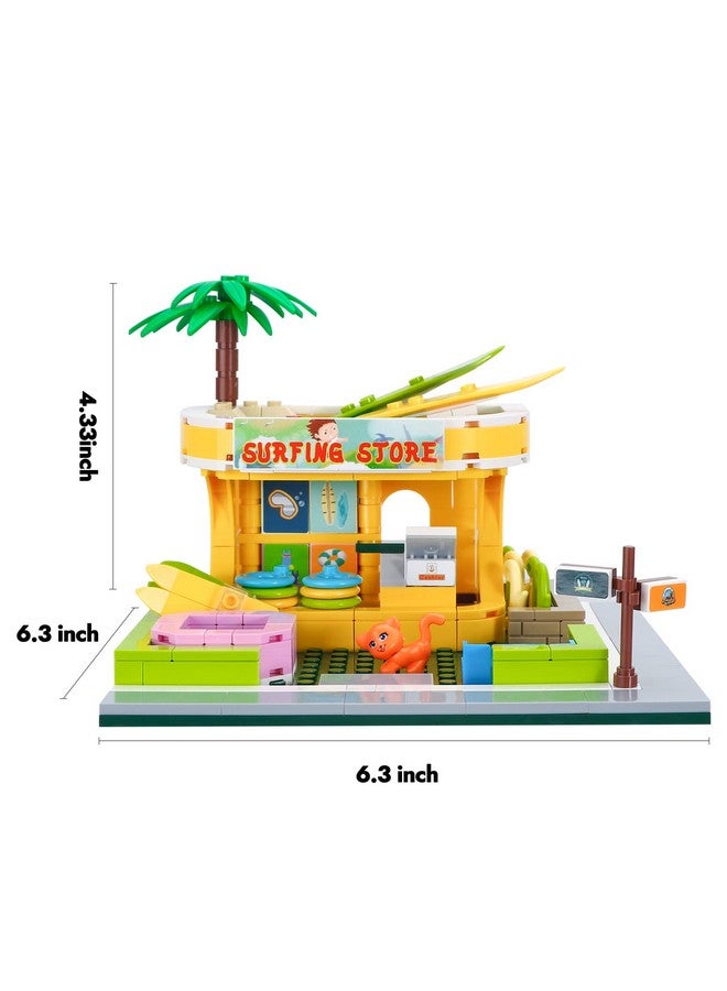 BRICK STORY BRICK STORY Beach Surfer Shop Building Blocks Toys Friends Beach Vacation Building Set Beach Store with Surfing Accessories Building Kit Gift for Kids Aged 6-12 and up，306 Pcs  - Image 2