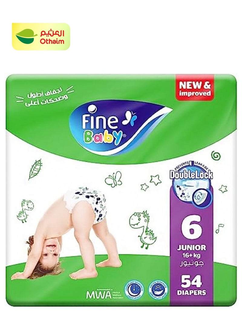 Fine Baby - Fine Baby Diapers, Junior 16+kg, Size 6, Mega Pack, 54 Diapers - Image 1