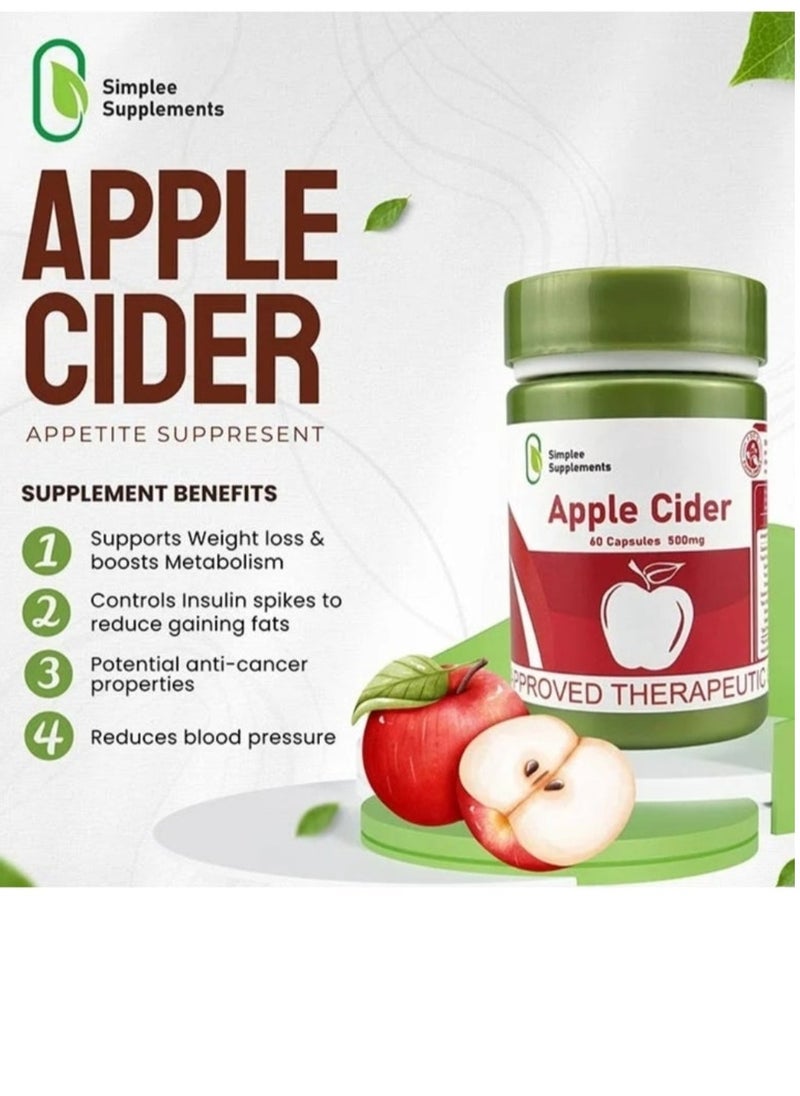 Simplee Supplements Simplee Supplement Apple Cidar 60 Capsules 500mg  - Image 3