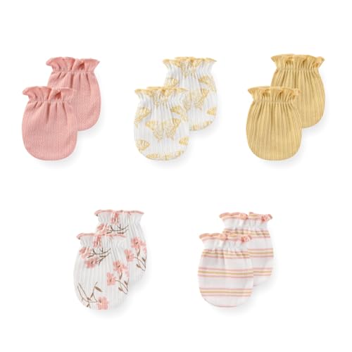 JELYLOVE 5 Pack Unisex New Born Boy Girls No Scratch Mittens Cotton Soft Baby Gloves Accessory 0-3 Months Infant Essentials - Image 1
