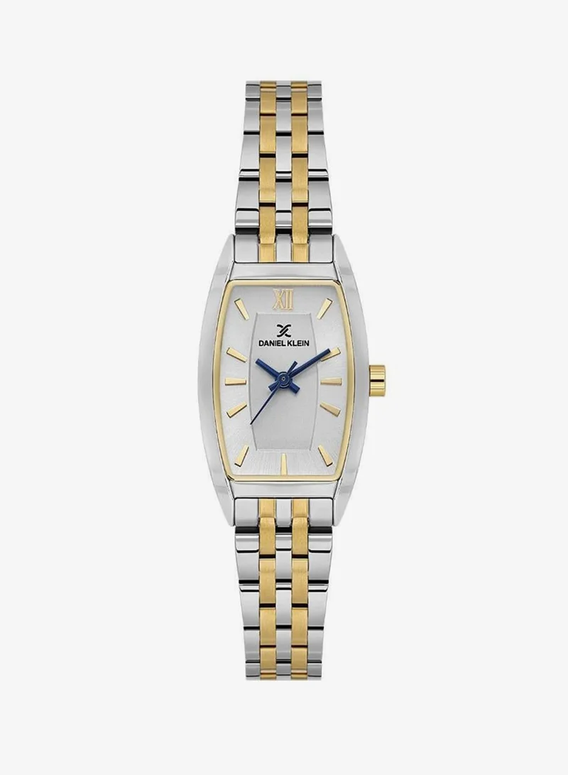 DANIEL KLEIN Women's Stainless Steel Silver Alloy Case Analog Silver Barrel Sunray Dial Japanese Quartz Premium 30 Meters Water Resistant
