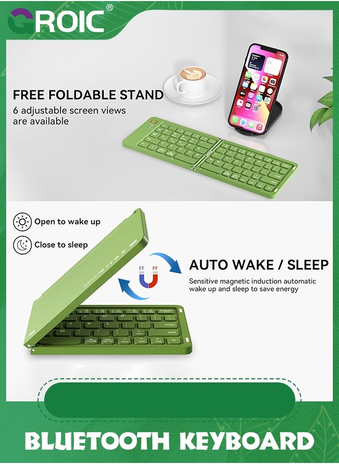 GROIC Mini Portable Foldable Bluetooth Keyboard - Ultra-Slim Travel Folding Keyboard for iPhone iPad Mac Android Windows iOS, Green  - Image 3
