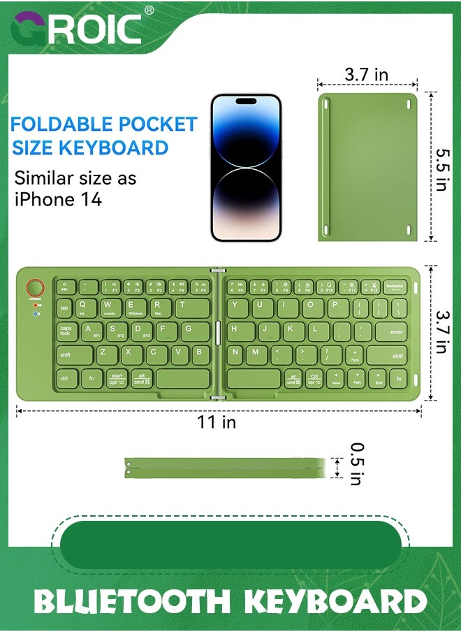 Mini Portable Foldable Bluetooth Keyboard - Ultra-Slim Travel Folding Keyboard for iPhone iPad Mac Android Windows iOS, Green