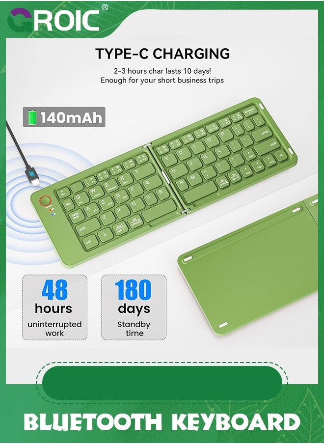 GROIC Mini Portable Foldable Bluetooth Keyboard - Ultra-Slim Travel Folding Keyboard for iPhone iPad Mac Android Windows iOS, Green  - Image 4