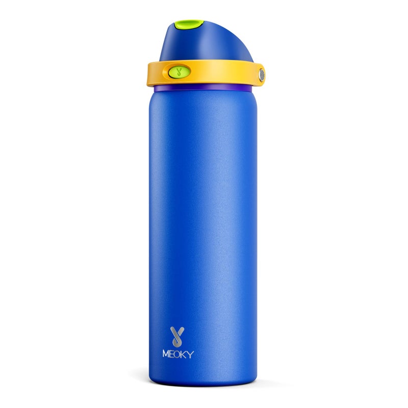 Meoky 32 Oz Insulated Water Bottle For Men: Meoky Stainless Steel Water Bottle With 2-In-1 Straw And Spout Lid - Leak Proof  Cold For 24 Hours  Protective Silicone Base  Bpa-Free For Sports Gym  Sapphire - Image 1