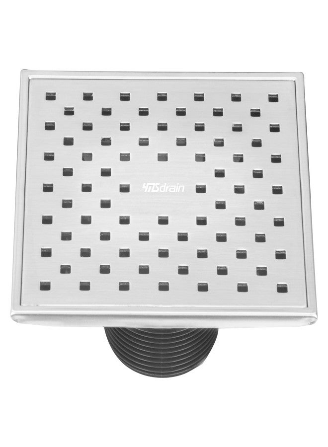 YMSdrain Square Shower Floor Drain, Quadrato Pattern Grate Removable, SUS 304 Stainless Steel Floor Drains with Flange, Removable Cover Grid Grate, Hair Strainer (5¾ Inch, Classic Brushed) - Image 1