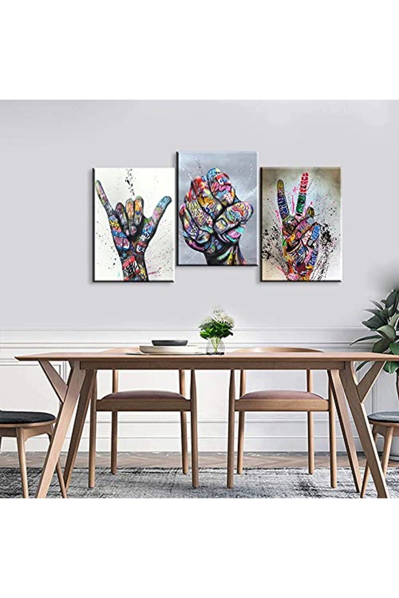 Mistyefly 3 Piece Pop Art Poster Graffiti Wall Decor Street Colorful Paintings for Canvas Bedroom Living Room - Image 3