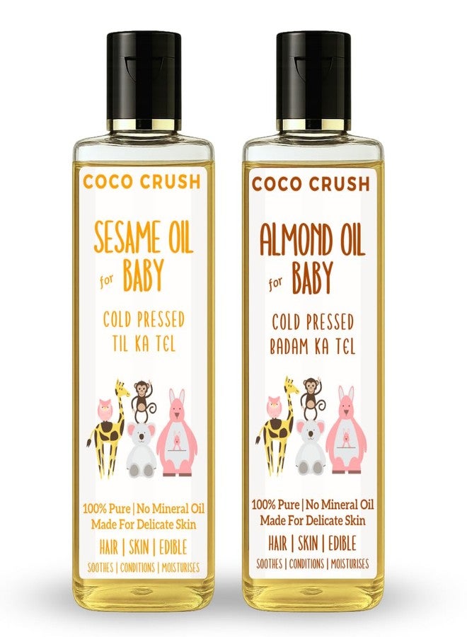 Coco Crush 100% Natural Almond & Sesame Oil for Baby Massage | Cold Pressed & Pure | Nourishing Hair Oil & Body Oil for Newborns | Skin Softening & Bone Strengthening (2 * 200ml) (400ml) - Image 1