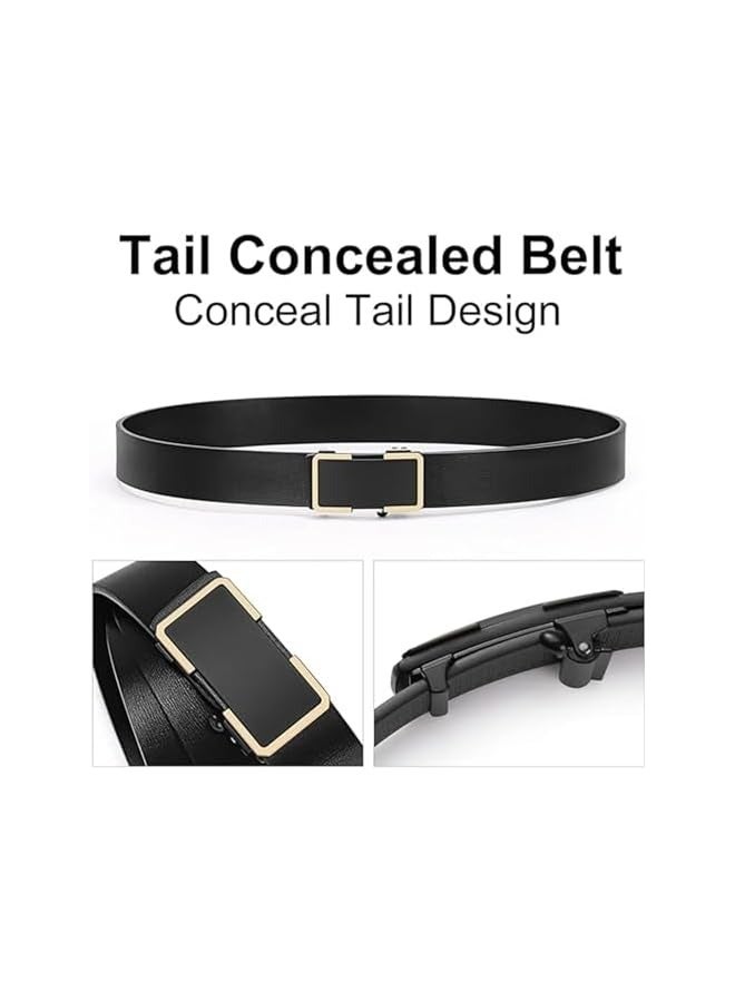 PROMASS Ratchet Belt for Men, 47.2 Inch Leather Business Belt, Automatic Slide Buckle Belt for Men, Adjustable Ratchet Belt for Casual Pants, Suit Pants, Jeans  - Image 3