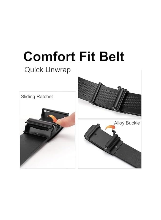 PROMASS Ratchet Belt for Men, 47.2 Inch Leather Business Belt, Automatic Slide Buckle Belt for Men, Adjustable Ratchet Belt for Casual Pants, Suit Pants, Jeans  - Image 4
