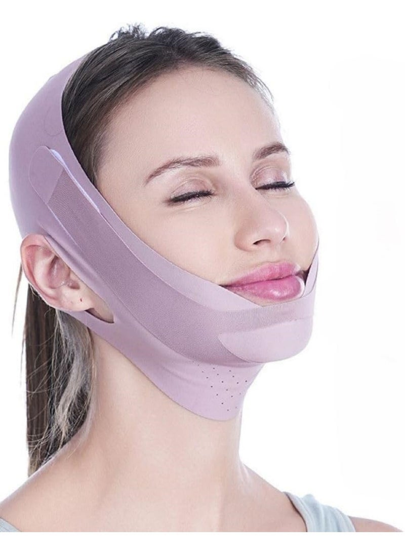 saykfoe V Line Lifting Mask Chin strap for sleeping, V Line Lifting Mask for Women, Jaw Exerciser (Medium, Purple) - Image 1