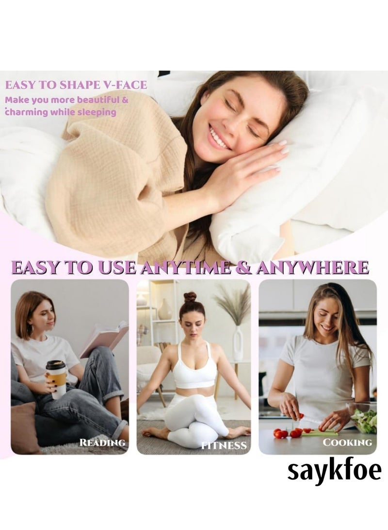 saykfoe V Line Lifting Mask Chin strap for sleeping, V Line Lifting Mask for Women, Jaw Exerciser (Medium, Purple) - Image 3