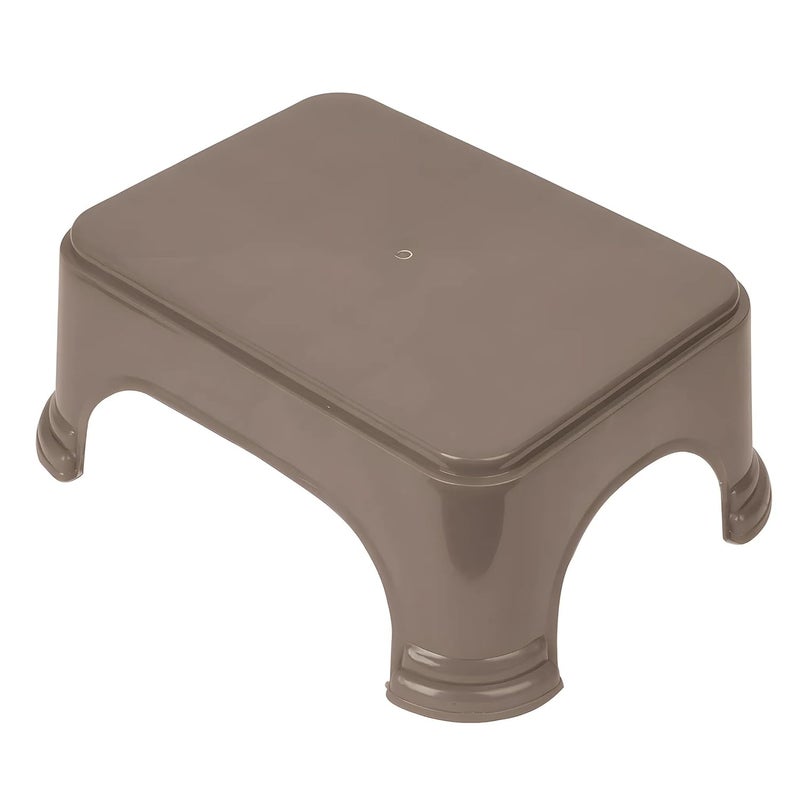 Kuber Industries Bathroom Stool - Plain Square Plastic Stool for Kitchen and Bathroom - Support Patla - P6 - Brown - Image 1