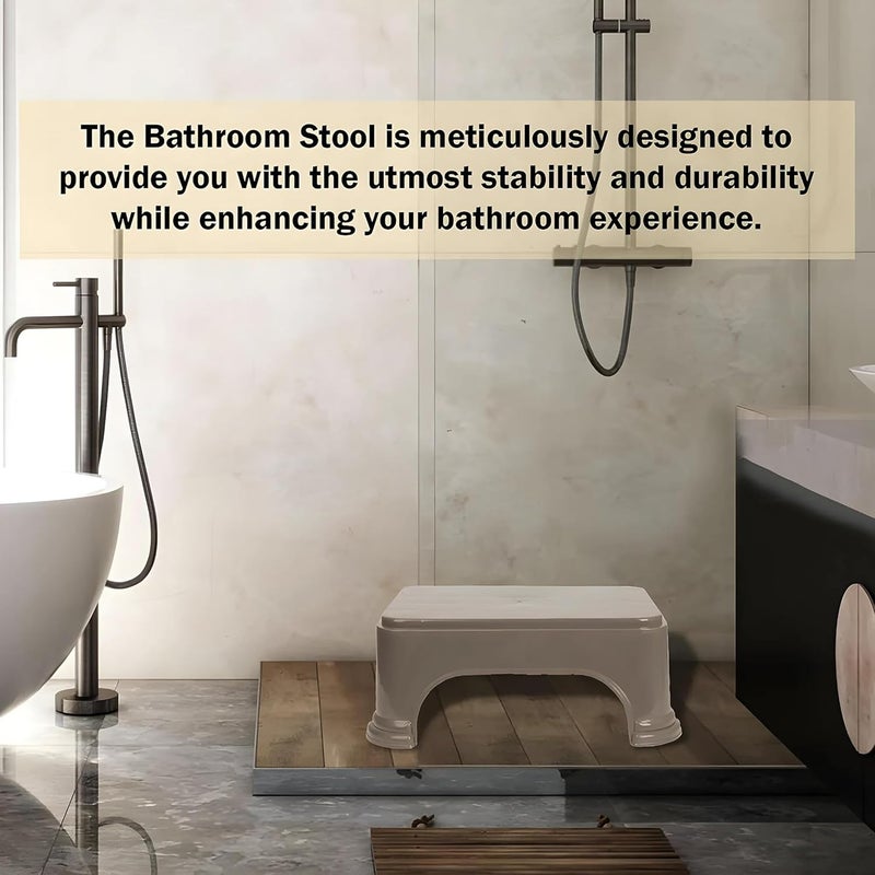 Kuber Industries Bathroom Stool - Plain Square Plastic Stool for Kitchen and Bathroom - Support Patla - P6 - Brown - Image 5