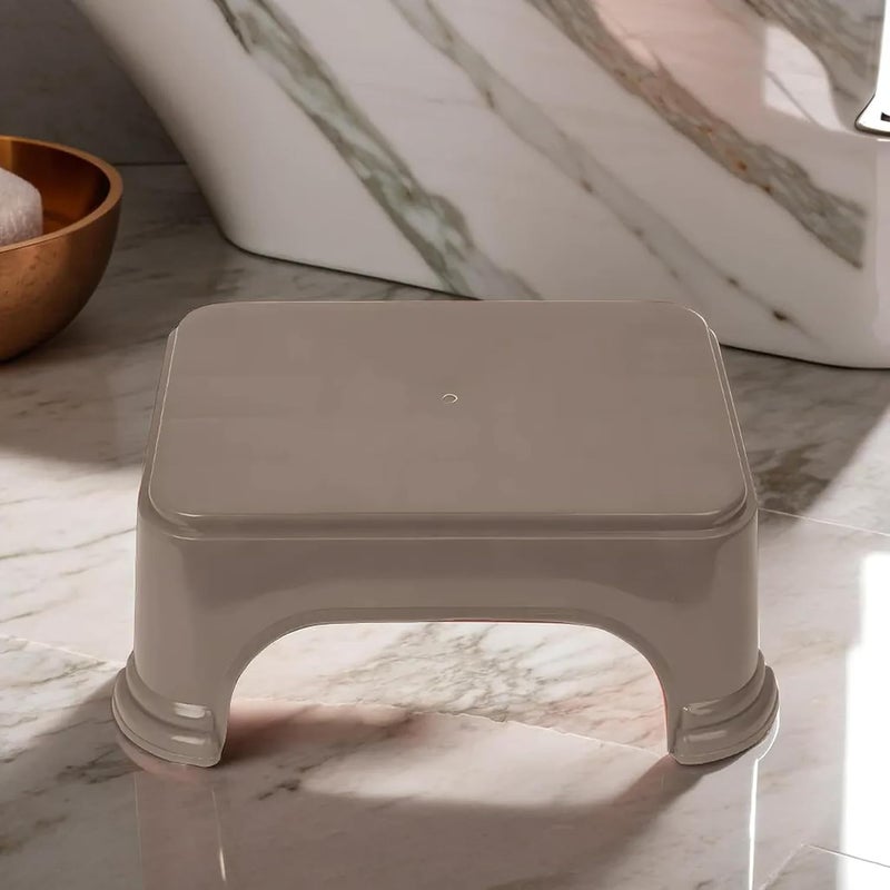 Kuber Industries Bathroom Stool - Plain Square Plastic Stool for Kitchen and Bathroom - Support Patla - P6 - Brown - Image 2
