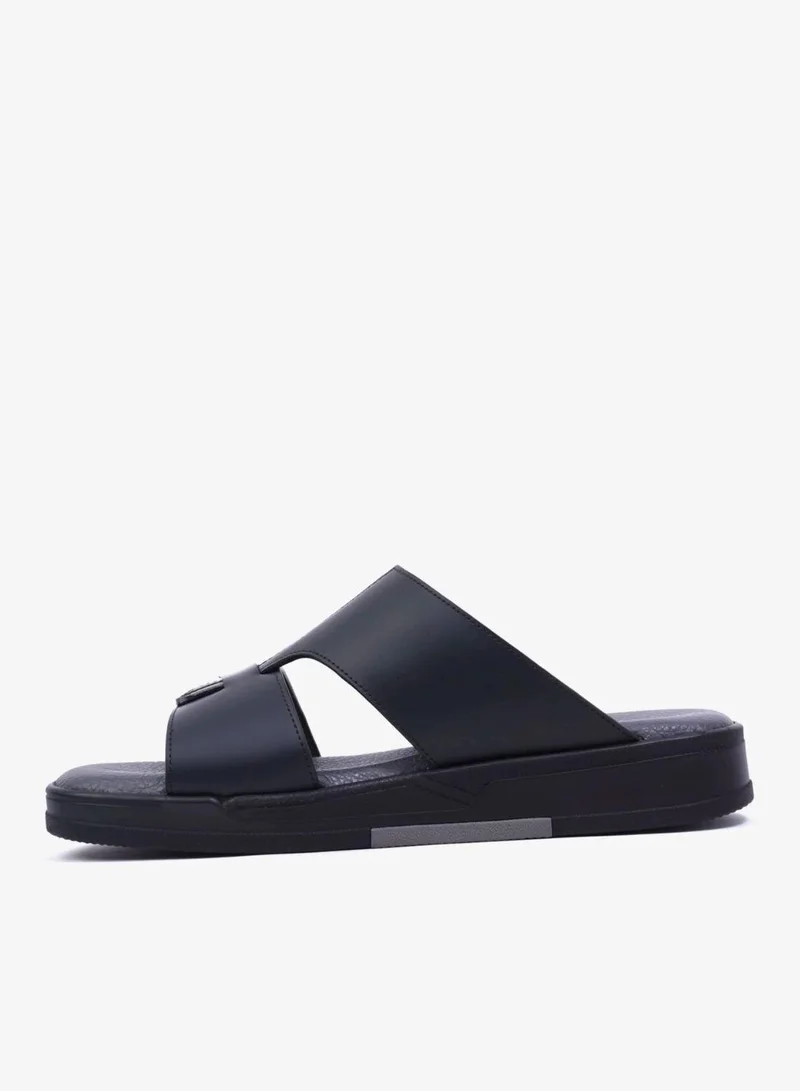 اومو كافالير UOMO CAVALIER Men's Leather Sandals with Cut-Out Detail Black