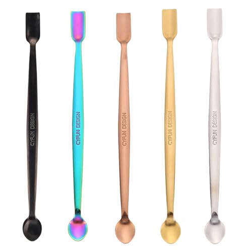 Briartw 5 Colors 304 Stainless Steel Craft Spoons Set for DIY Scrapbooking Glitter Embossing Powders Sequins and Other Small Embellishment Craft Cardmaking High Lighten - Image 1