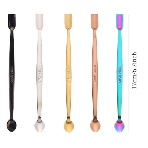 Briartw 5 Colors 304 Stainless Steel Craft Spoons Set for DIY Scrapbooking Glitter Embossing Powders Sequins and Other Small Embellishment Craft Cardmaking High Lighten - Image 2