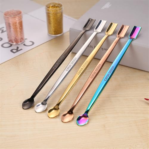 Briartw 5 Colors 304 Stainless Steel Craft Spoons Set for DIY Scrapbooking Glitter Embossing Powders Sequins and Other Small Embellishment Craft Cardmaking High Lighten - Image 5