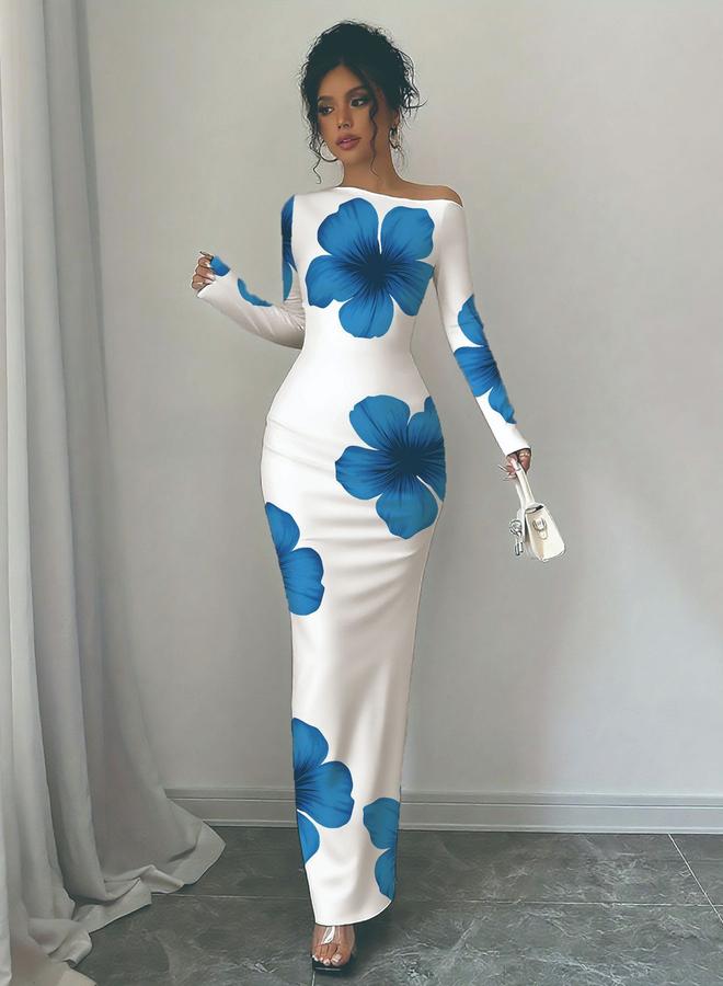 Take Two Women Floral Print Bodycon Maxi Dress - Image 4