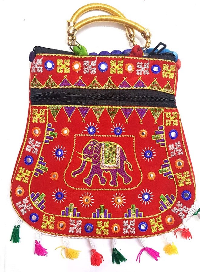 SUMERA WARQ Handicrafts Cotton Embrodery Multicolour Rajasthani Sling Bag for Women & Girls.. (Red) - Image 5