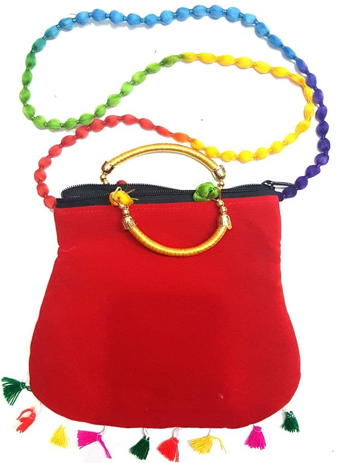 SUMERA WARQ Handicrafts Cotton Embrodery Multicolour Rajasthani Sling Bag for Women & Girls.. (Red) - Image 3