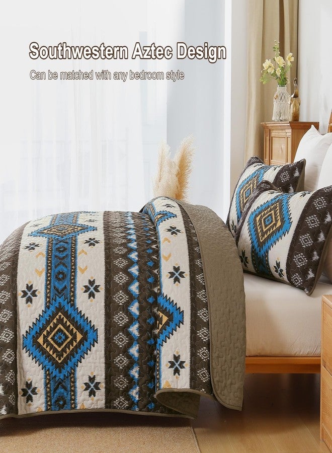Dintszyayue Boho Quilt Set King Size, Aztec Western Brown Quilt Bedspread Set, 3 Pieces Bohemian Southwestern Stripe Bedding Set Soft Lightweight Coverlet Set for All Season - Image 3