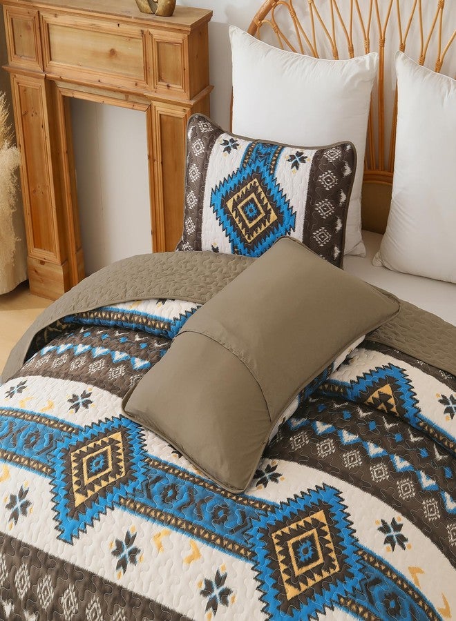 Dintszyayue Boho Quilt Set King Size, Aztec Western Brown Quilt Bedspread Set, 3 Pieces Bohemian Southwestern Stripe Bedding Set Soft Lightweight Coverlet Set for All Season - Image 4