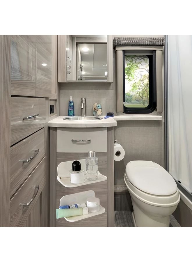 قطعتان رف أبيض مطوي لتوفير المساحة للسيارات المنزلية، رف تخزين حائطي، أرفف كبيرة وصغيرة - Image 4