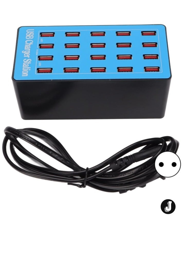 JAJEEK "20-Port USB Charging Station, 80W, 2.4A Per Port – Charge 20 Devices Simultaneously, Non-Slip Design, Multi-Port Charger for Smartphones, Tablets & USB Devices (EU Plug)"  - Image 5