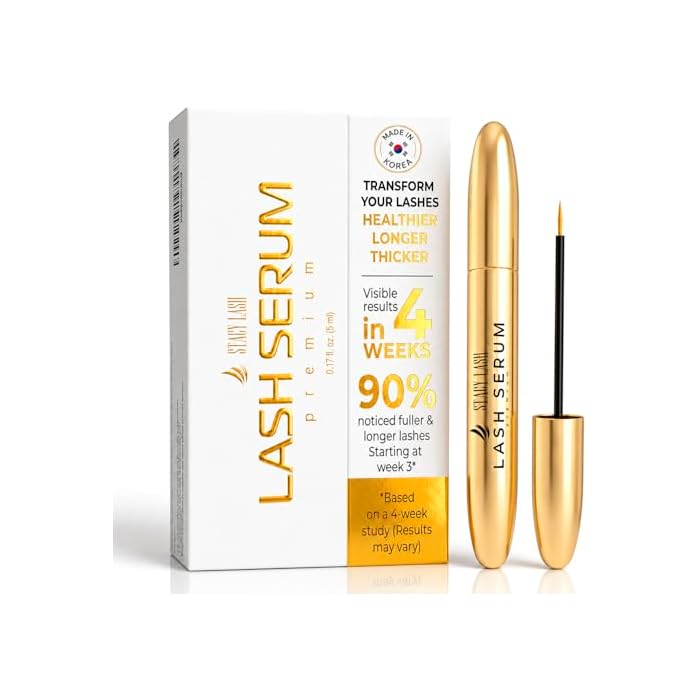 Stacy Lash Korean Lash Serum for Eyelash Growth (0.17fl.oz / 5ml) | Thickness and Growth Serum | Eyebrow & Eyelash Enhancing Serum for Natural Lashes & Brows