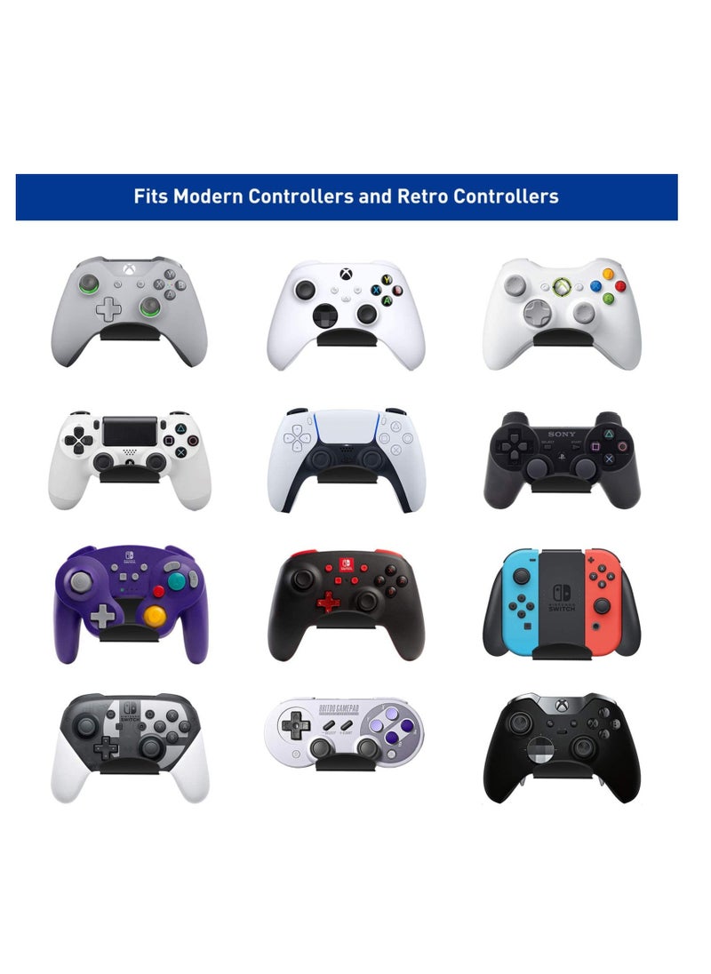 SYOSI - حامل وحدة تحكم تحت المكتب وسطح المكتب (عبوتان) لجهاز XBOX ONE وPS4 وPS5 وSTEAM وSWITCH والكمبيوتر الشخصي، ملحقات وحدة تحكم لوحة الألعاب العالمية مع مشابك الكابل - إنشاء حصون الألعاب الحصرية - أسود - Image 1