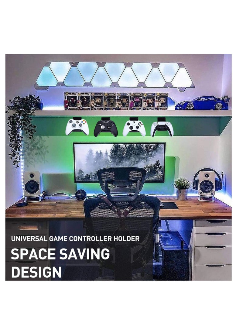 SYOSI - حامل وحدة تحكم تحت المكتب وسطح المكتب (عبوتان) لجهاز XBOX ONE وPS4 وPS5 وSTEAM وSWITCH والكمبيوتر الشخصي، ملحقات وحدة تحكم لوحة الألعاب العالمية مع مشابك الكابل - إنشاء حصون الألعاب الحصرية - أسود - Image 1