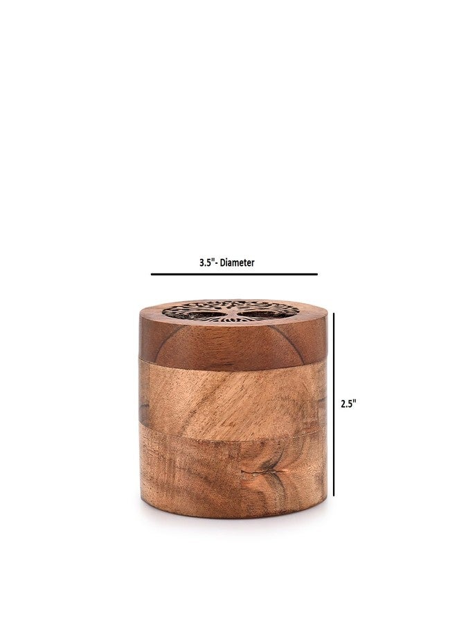 EDHAS Acacia Wood Spice Cellars Box with Lid for Kitchen, Countertop, Round Storage Box for Spices (3.5" x 3.5" x 2.5") - Image 4